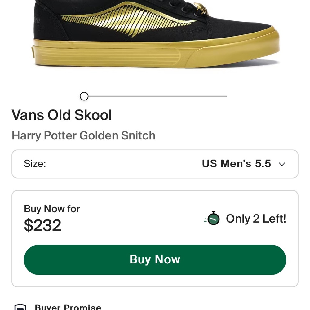 Harry Potter golden snitch vans old skool